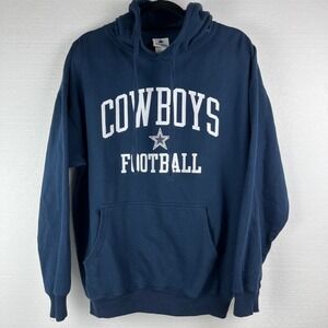 Vintage Dallas Cowboys Football Navy Blue Pullover Sweatshirt Hoodie Large‎ Y2K